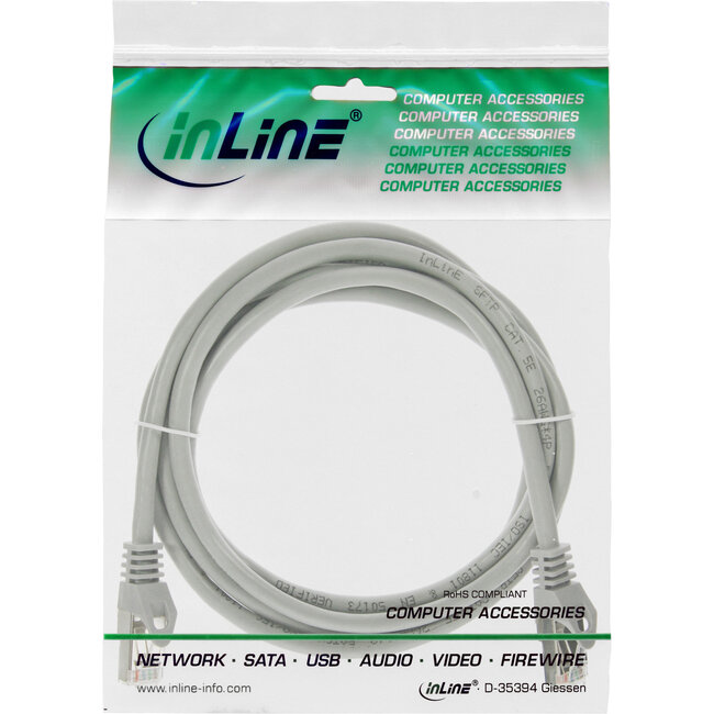 InLine® Patchkabel, SF/UTP, Cat.5e, grijs, 0,5m