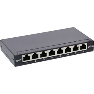 InLine InLine® patchpaneel Cat.6A 8-voudig 0,5U voor bureau-/muurmontage, zwart,RAL9005
