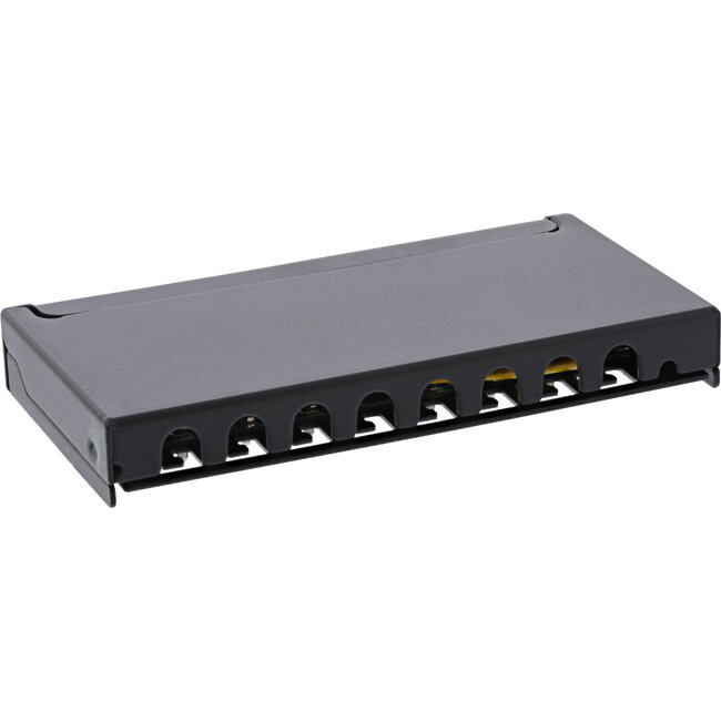 InLine® patchpaneel Cat.6A 8-voudig 0,5U voor bureau-/muurmontage, zwart,RAL9005