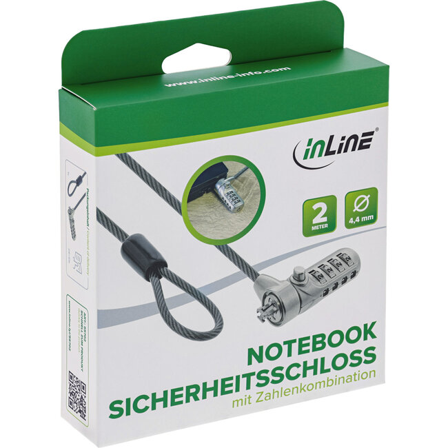 InLine® Notebook-veiligheidsslot, combinatie, 2m, 4,4mm