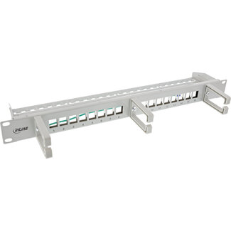 InLine InLine® patchpaneel 16-weg, Keystone leeg paneel met 3 beugels, 19", 1U, grijs