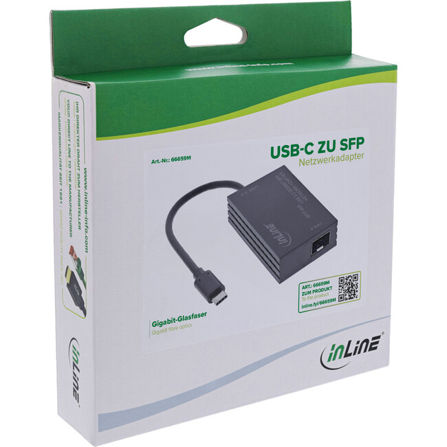 InLine® USB-C naar SFP Gigabit glasvezelnetwerkadapter (10/100/1000 Mb/s)