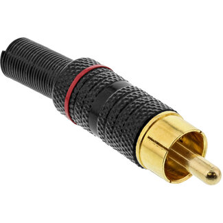InLine InLine® RCA-stekker soldeerversie, metaal zwart, ring wit, voor 6 mm kabel