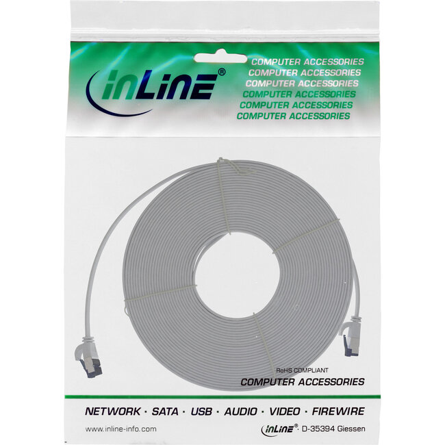 InLine® Patchkabel plat, U/FTP, Cat.8.1, TPE halogeenvrij, grijs, 5m