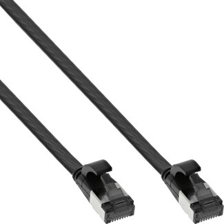InLine InLine® Patchkabel plat, U/FTP, Cat.8.1, TPE halogeenvrij, zwart, 0,3m