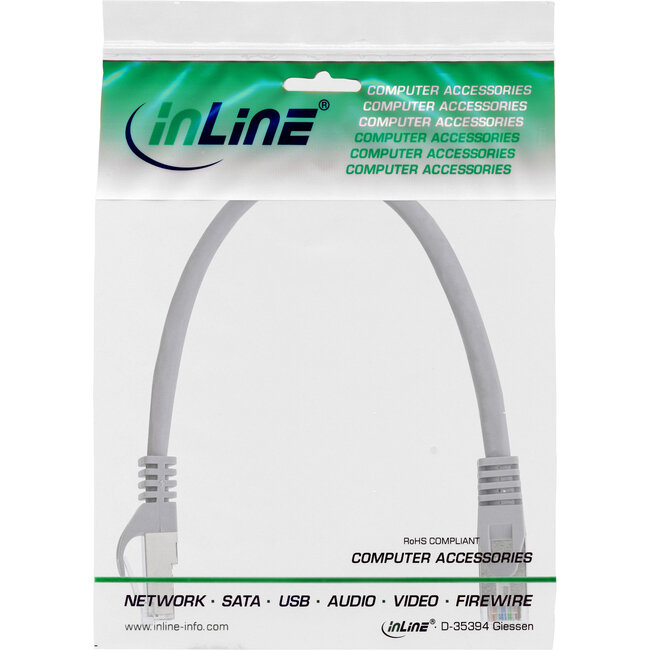 InLine® Patchkabel, F/UTP, Cat.5e, grijs, 0,3m