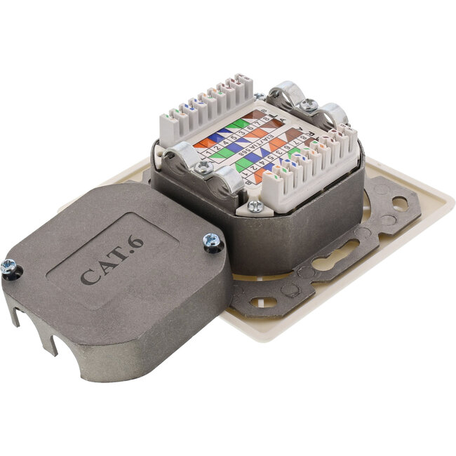 InLine® Cat.6 aansluitdoos, AP/UP 2x RJ45 female, RAL9010, wit, horizontaal