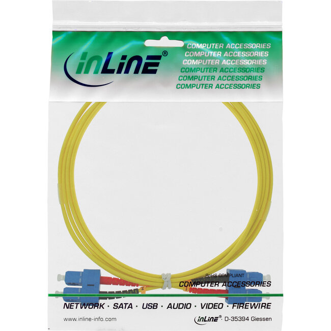InLine® Glasvezelkabel, duplex, SC/SC, 9/125 µm, OS2, 0,5 m