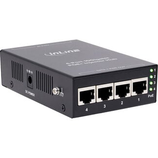 InLine InLine® PoE+ 10Gigabit injector hub 4 poorten (4x PoE+), 10Gb/s, metaal