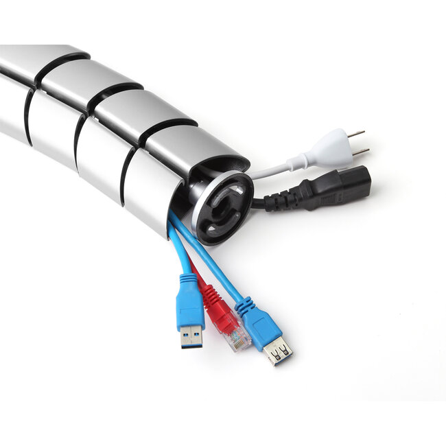 InLine® kabelgoot flexibel, verticaal voor tafels,0,80m,zilver