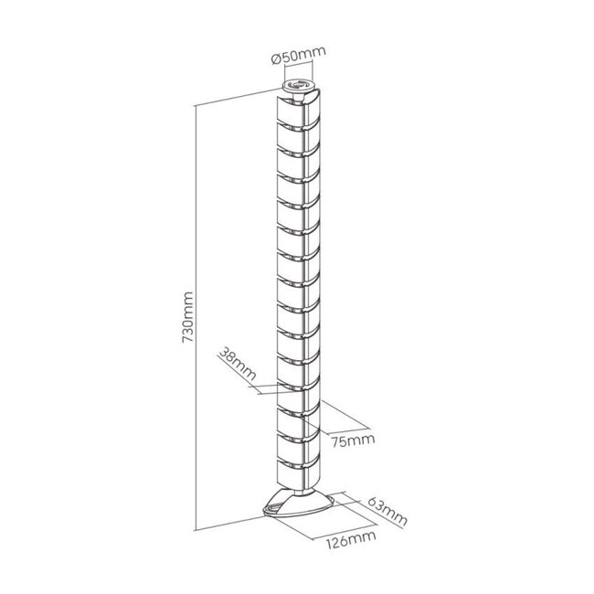 InLine® kabelgoot flexibel, verticaal voor tafels,0,80m,zilver