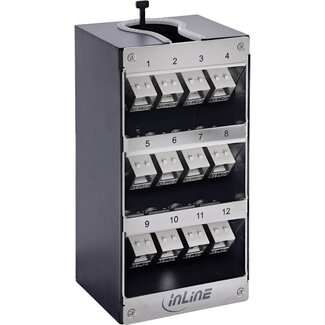 InLine InLine® Cat.6A Keystone-box, wand/DIN-rail, STP, 12 poorten
