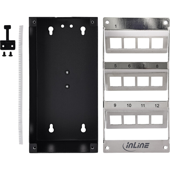 InLine® Cat.6A Keystone-box, wand/DIN-rail, STP, 12 poorten