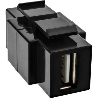 InLine InLine® USB 2.0 snap-in inzetstuk, USB A stekker/ B stekker, zwarte behuizing
