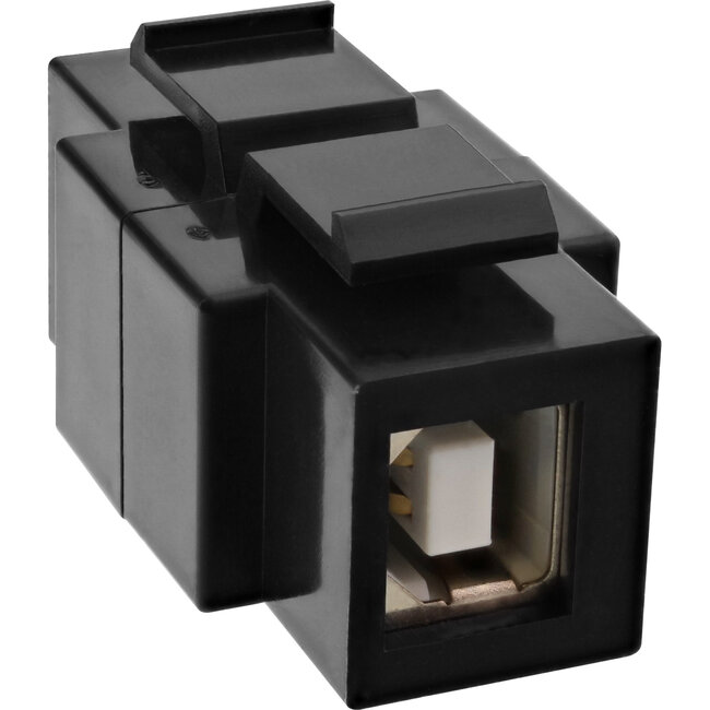 InLine® USB 2.0 snap-in inzetstuk, USB A stekker/ B stekker, zwarte behuizing
