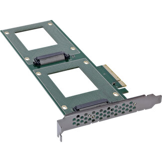 InLine InLine® PCIe kaart naar 2x interne U.2 NVMe SFF-8639 - Bifurcatie, PCIe x8, smal