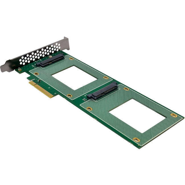 InLine® PCIe kaart naar 2x interne U.2 NVMe SFF-8639 - Bifurcatie, PCIe x8, smal