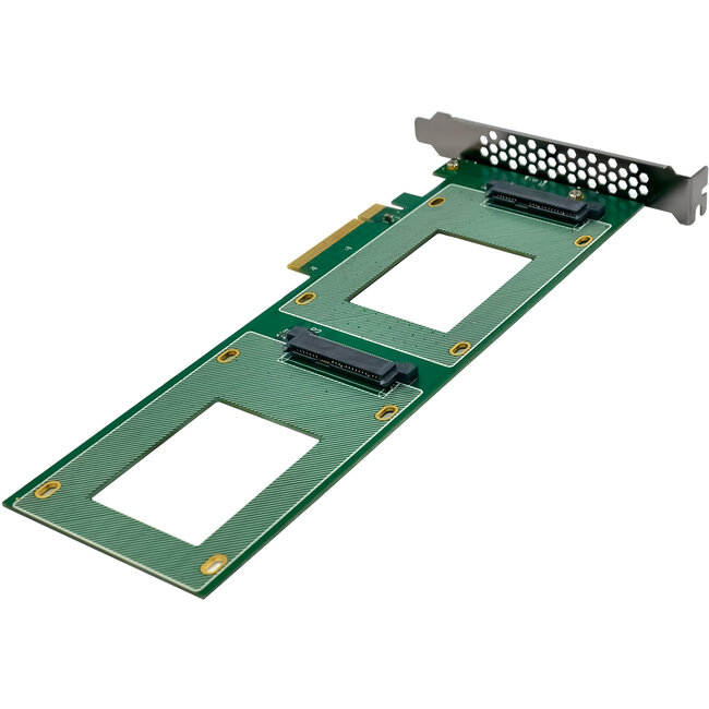 InLine® PCIe kaart naar 2x interne U.2 NVMe SFF-8639 - Bifurcatie, PCIe x8, smal