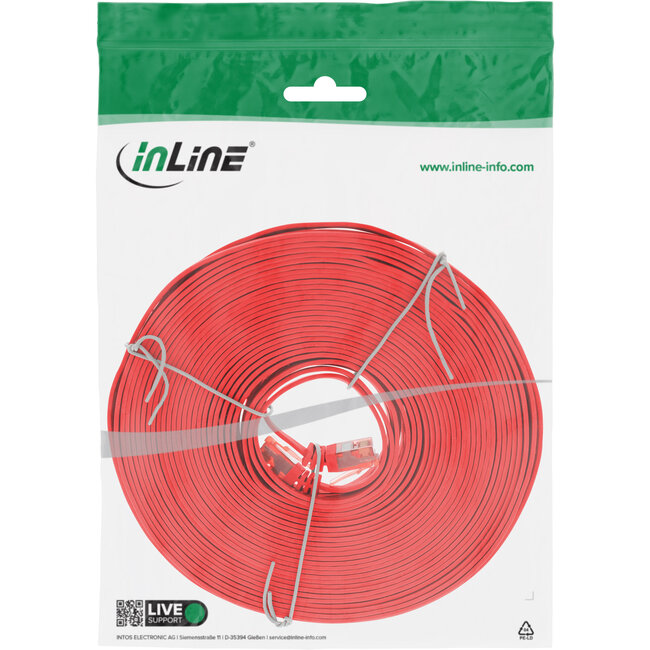 InLine® Patchkabel plat, U/UTP, Cat.6, rood, 10m