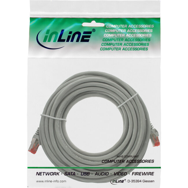 InLine® Patchkabel, S/FTP (PiMf), Cat.6, 250 MHz, PVC, CCA, grijs, 7,5m