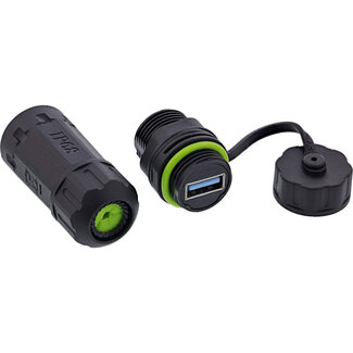 InLine InLine® USB-A koppelaar, kort, IP68, 2x USB-A-aansluiting, afgeschermd