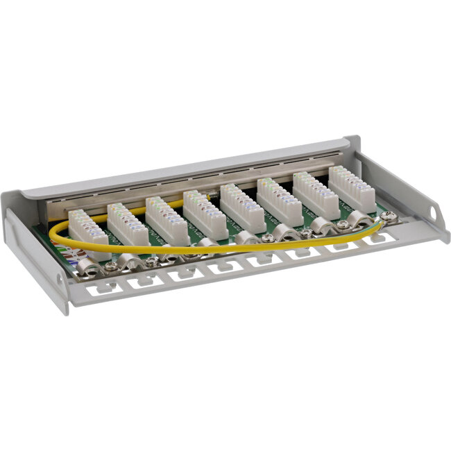 InLine® Patchpaneel Cat.6A 8-voudig 0,5U voor bureau-/muurmontage, RAL7035 (gr.)