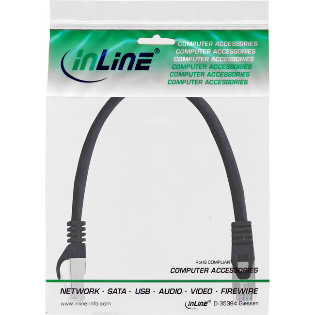 InLine® Patchkabel, SF/UTP, Cat.5e, zwart, 0,25m