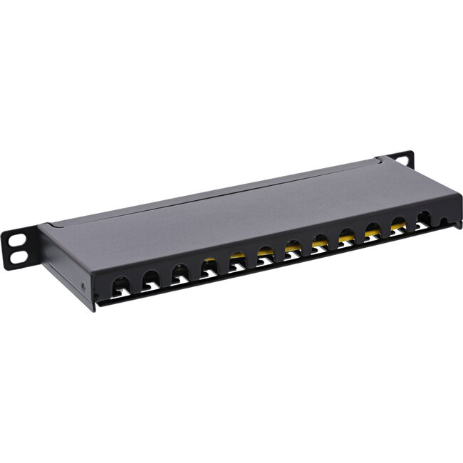 InLine® patchpaneel Cat.6A 12-voudig 10" 0,5U zwart, RAL9005