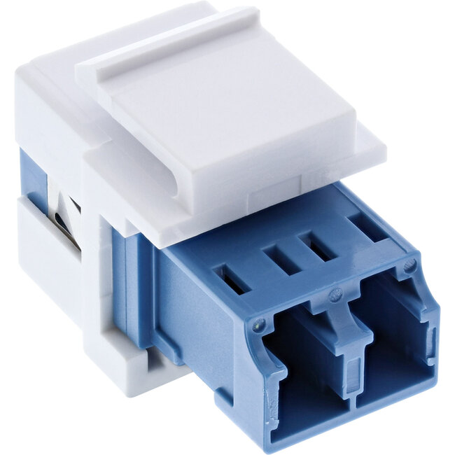 InLine® LWL Keystone snap-in koppeling wit,duplex LC/LC,SM,blauw,keramische huls