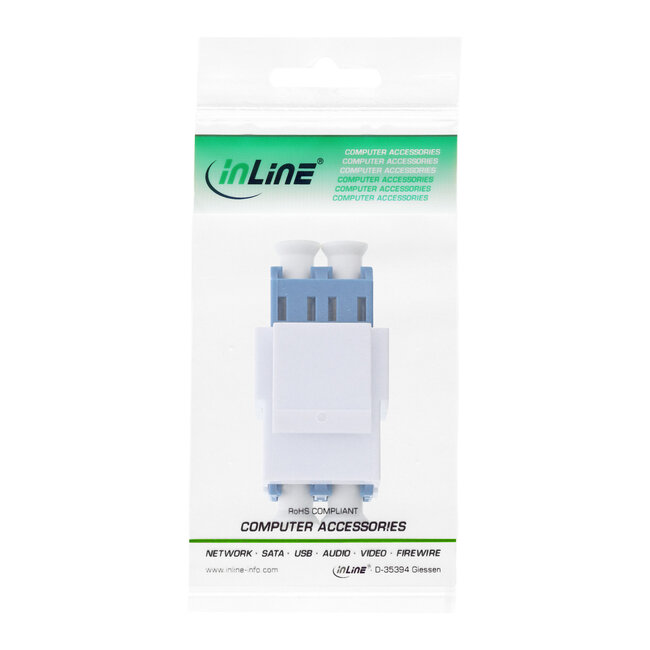 InLine® LWL Keystone snap-in koppeling wit,duplex LC/LC,SM,blauw,keramische huls