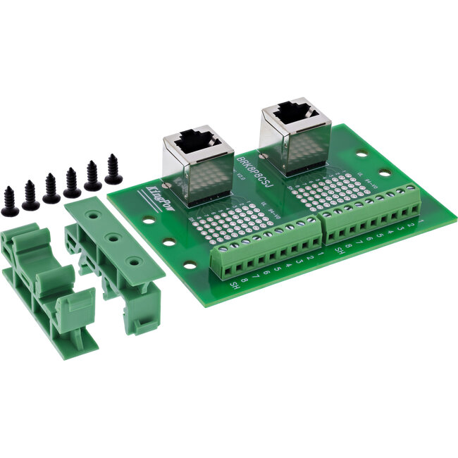 InLine® klemmenblok, 2x RJ45 aansluiting, naar boven, voor DIN-rail