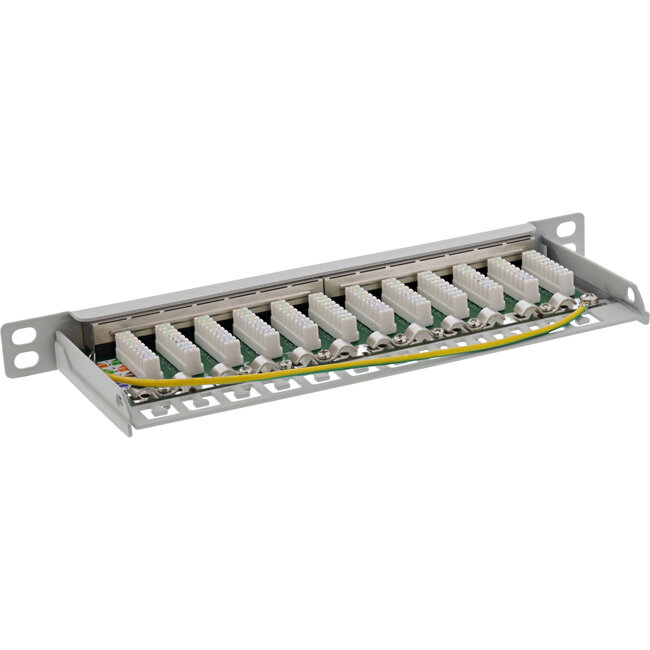 InLine® patchpaneel Cat.6A 12-voudig 10" 0,5U lichtgrijs, RAL7035