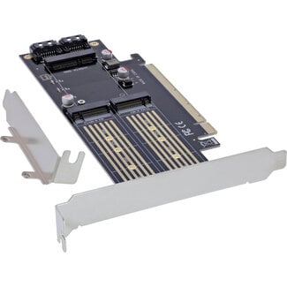 InLine InLine® PCI Express kaart x16 naar 2x M.2, 1x mSATA