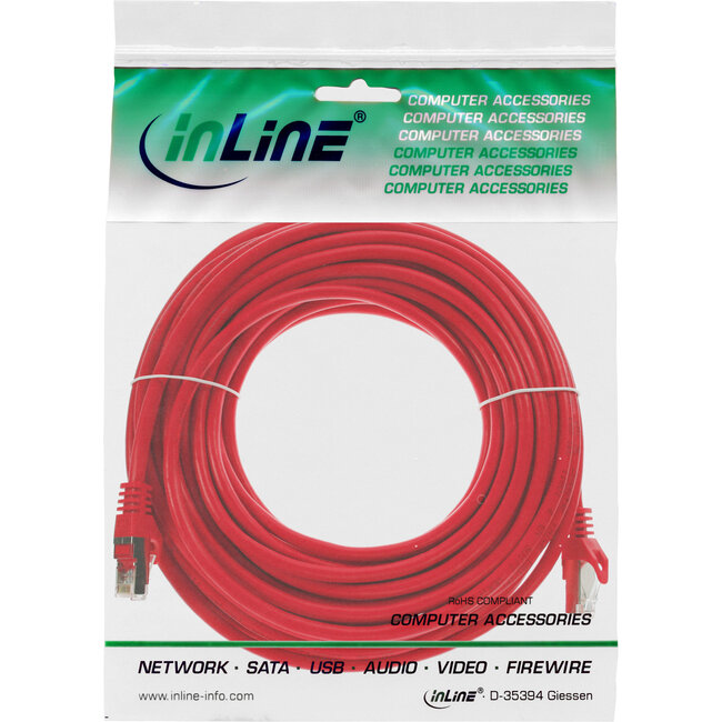 InLine® Patchkabel, SF/UTP, Cat.5e, rood, 50m