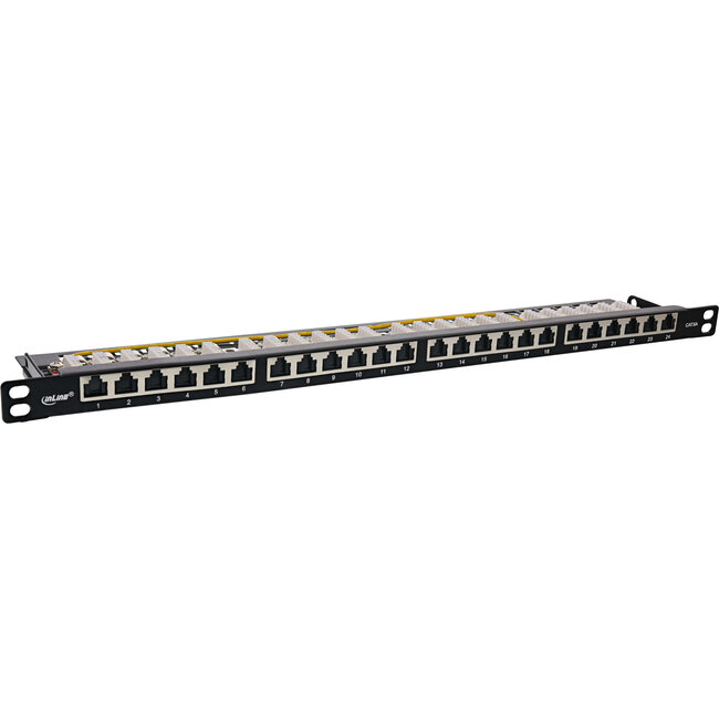 InLine® 19" patchpaneel Cat.6A 0,5 U 24-voudig, met stofbescherming, zwart