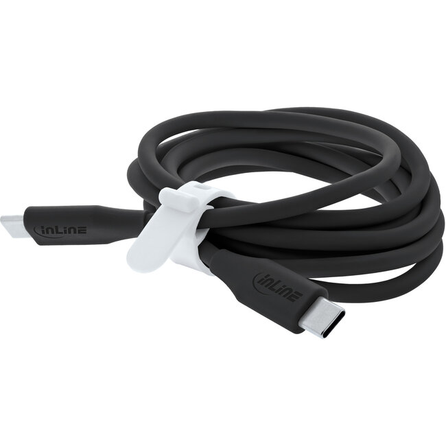 InLine® USB 2.0-kabel, USB-C-snelladingskabel 100 W, Black Cookie/zwart 1m