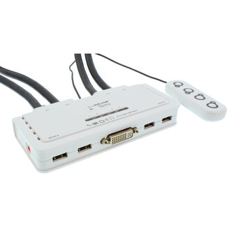 InLine InLine® 4-Poorts Kabel KVM Switch, DVI-D, USB, met audio