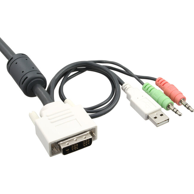 InLine® 4-Poorts Kabel KVM Switch, DVI-D, USB, met audio