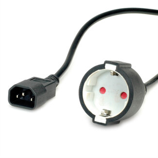 Value VALUE stroomkabel, C14 connector naar CEE7/3 female, max 10A (2300W), for UPS only, zwart, 0,3 m