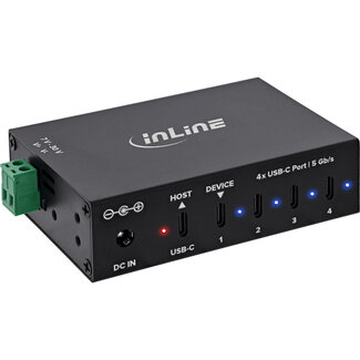 InLine InLine® USB 3.2 Gen.1 industriële hub, USB-C, 4-poorts, met voeding