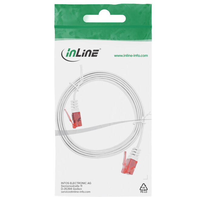 InLine® Patchkabel plat, U/UTP, Cat.6, wit, 1m