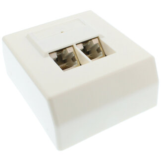 InLine InLine® Cat.5e aansluitdoos, opbouw 2x RJ45 female, RAL 9010, wit