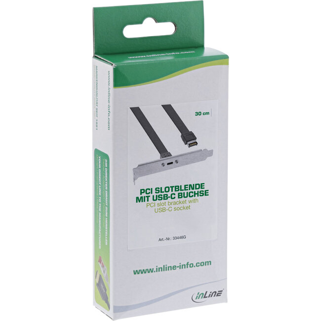 InLine® PCI-slothouder, USB-C naar USB 3.2 voorpaneel Key-A intern, 0,3 m