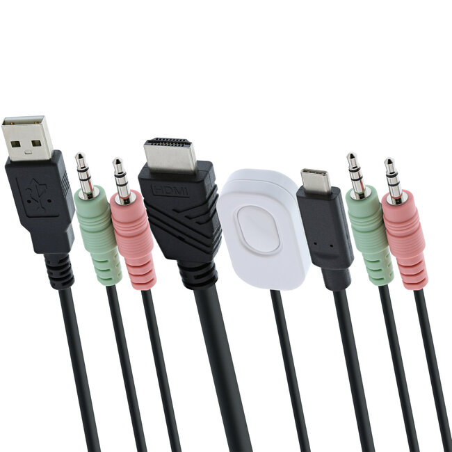 InLine® 2-Poorts Kabel KVM-switch, USB-C + HDMI naar HDMI, 4K, met audio