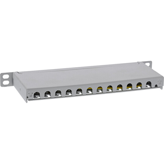 InLine® 10" patchpaneel Cat.6A 0,5U 12-voudig, lichtgrijs,RAL7035,met stofbesch.
