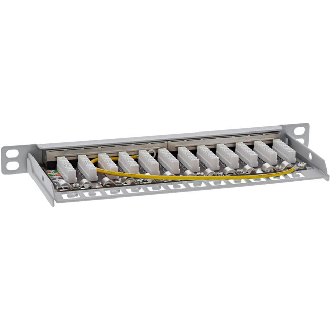 InLine® 10" patchpaneel Cat.6A 0,5U 12-voudig, lichtgrijs,RAL7035,met stofbesch.