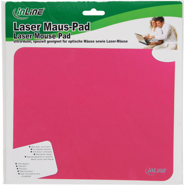 InLine® Muismat laser, ultradun, rood, 220x180x0,4mm