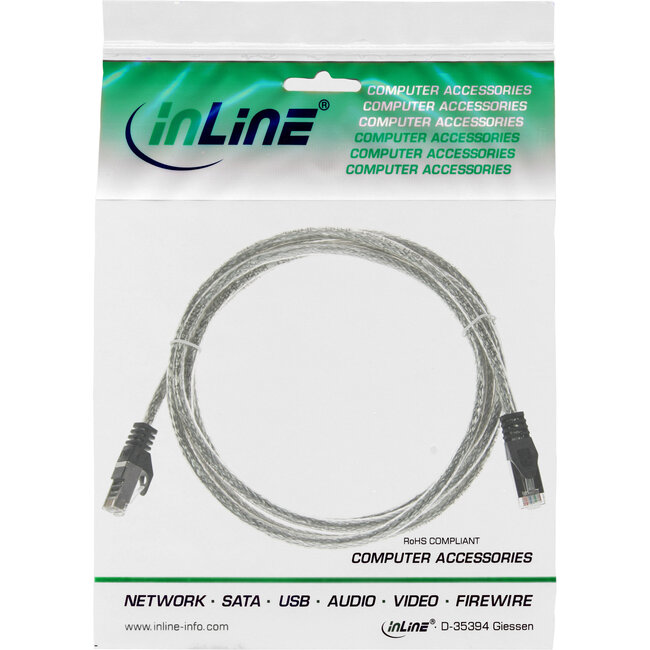 InLine® Patchkabel, SF/UTP, Cat.5e, transparant, 1m