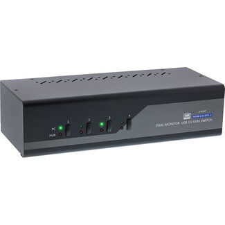InLine InLine® 4-Poorts Desktop KVM Switch, Dual Monitor, DP + HDMI, 4K, USB 3.0, Audio