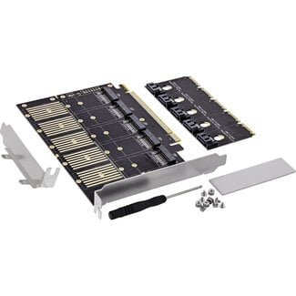 InLine InLine® Interfacekaart, PCIe x16 naar 5x M.2 Key B SATA, incl. low-profile